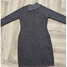 Calvin Klein Sweater Dress Size Large Metallic Thread Oversize Safety Pin Accent