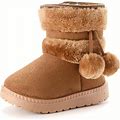 Comfortable Boots With Zipper For Girls, Soft Warm Plus Fleece Boots For Outdoor Walking Hiking, Autumn And Winter,Khaki,Brand-New,Temu