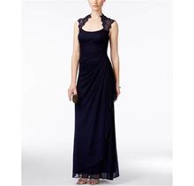Xscape Petite Lace-Collar Dress - Navy - Size 14P
