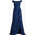 Tadashi Shoji - Floral-Motif Ruffled Maxi Dress - Women - Polyester - 18 - Blue