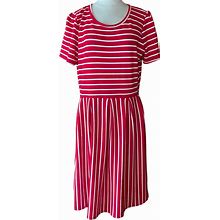 Lularoe Dresses | Lularoe Striped Dress | Color: Red/White | Size: 2X