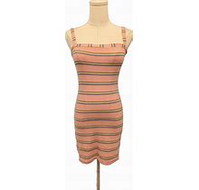 Privacy Please Bodycon Stretch Ribbed Knit Striped Mini Dress Small