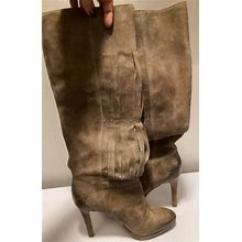 Nine West Vintage America Collection Tan Pleated Suede Boots 5/35