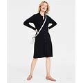 On 34th Women's Collared Sweater Dress, Created For Macy's - Deep Black - Size S
