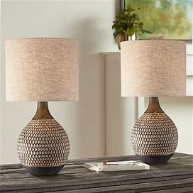 360 Lighting Emma Brown Ceramic Mid-Century Table Lamps Set Of 2 - Style 229H7
