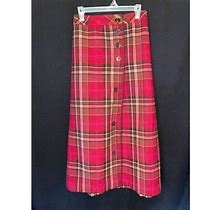 Eddie Bauer Plaid Wrap Skirt With Blanket Stitch Mid-Calf Women's Size 12 Tall