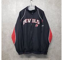 90S Reebok Embroidery Nylon Jacket Old Clothes NHL New Jersey Devils