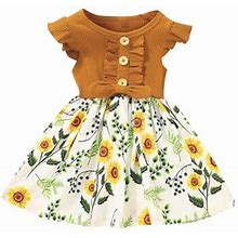 Summer Savings Clearance! Dezsed 12M-5Y Toddler Kids Baby Girls Summer Dress Lovely Ruffled Sleeveless Stitching Floral Dress Cotton Newborn Princess