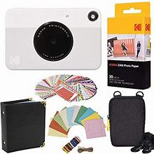 Kodak Printomatic Instant Camera (Grey) Gift Bundle + Zink Paper (20 Sheets) + Case + 100 Sticker Border Frames + Hanging Frames + Album