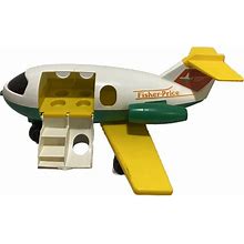 13.5" X 12"X 6" Vintage 1980 Fisher Price 182 Little People Airplane Jet Toy | Color: Green/Yellow | Size: Osb