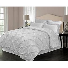 Hotel Grand 174703 Pintuck Down-Alternative Comforter Set, White, King