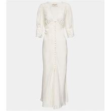 Rixo, Bridal Simone Embroidered Maxi Dress, Women, White, XL, Dresses, Viscose