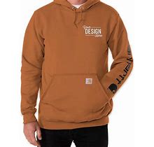 Custom 6Ct. Custom Carhartt Midweight Logo Pullover Hoodie - Embroidered - Carhartt Brown - Size XL- 1-Color Text Or Art Design