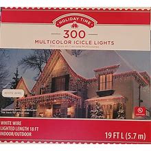 Holiday Time 300 Multicolor Icicle Lights Christmas Lights White Wire 19 Feet