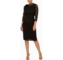 Adrianna Papell Women's Lace Shawl-Collar Sheath Dress - Black - Size 0