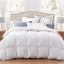 Globon Luxurious Feather Down Comforter Queen Size, Fluffy Hotel Collection Duvet Insert Medium Warmth For All Season,100% Soft Cotton Shell With