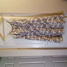 Loft Dresses | Ann Taylor Loft White And Brown Dress With Brown Beads Size 8 | Color: Brown/White | Size: 8