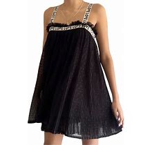 W Les Femmes Babylons Dresses | W Les Femmes Babylons Mini Slip Dress Sheer Pleated Polka Dots Petticoat Ruffles | Color: Black/Cream | Size: M