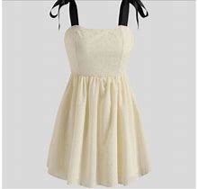 Cider Lace Mini Dress W/ Bow Straps (M)