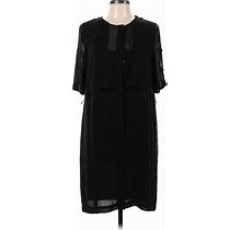 French Connection Casual Dress - Shift Crew Neck Short Sleeves: Black Print Dresses - Women's Size 10