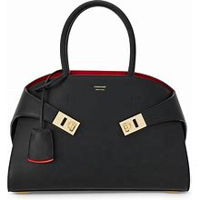 Ferragamo Small Hug Leather Top Handle Bag - Black/Gold