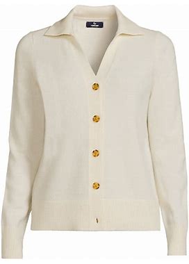 Women's Cashmere Cardigan Sweater - Lands' End - Ivory - S