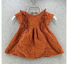 Cat & Jack Baby Girls Dress Size 18m Cap Sleeves Back Button Brown Vestido