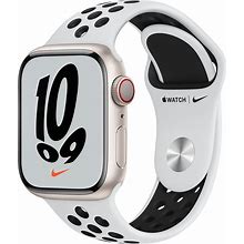 Apple Watch Nike Series 7 (GPS + Cellular, 41Mm) Starlight Aluminum Case With Pure Platinum/Black Nike Sport Band (Renewed)