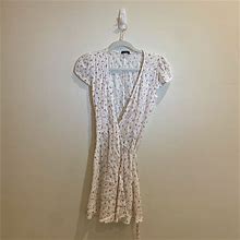 Brandy Melville Dresses | Brandy Melville White Floral Wrap Dress. | Color: White | Size: One Size