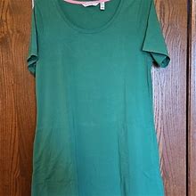 Isaac Mizrahi Green Tee Dress With Pockets - Women | Color: Green | Size: L