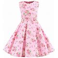 Tengma Little Girls Dresses Outfits Party Sleeveless Gown Dress Kid Dots Prints Floral Children Girl Princess Clothes Girls Dresses Baby Girls Dress P