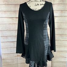 Reborn Dresses | Reborn Black Plaid Long Sleeve Dress | Color: Black/Gray | Size: L