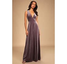 Dusty Purple Velvet Sleeveless Maxi Dress | Womens | Small (Available In 3X, XS, M) | 100% Polyester | Lulus | Bridesmaid Dresses | Gowns | Stretchy