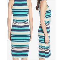 One Clothing Dresses | One Clothing Los Angeles Turquoise Navy Striped Midi Dress - Medium | Color: Blue/Gray | Size: M