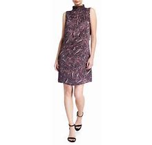 Vince Camuto Dresses | Vince Camuto Plum Paisley Smocked Neck Dress M | Color: Black/Purple | Size: M