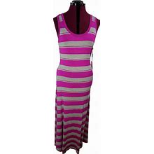 Calvin Klein Size 10 Sleeveless Long Pink & Gray Maxi Dress Msrp $99.00