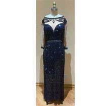 Mother Of The Bride Dress Size 14 Navy Beaded/Embroidered