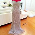 Red Carpet Beaded Strapless Evening Gown Dress Prom Wedding With Tags