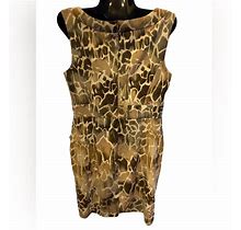 Dress Barn Dresses | Dressbarn Size 10 Giraffe Print Knee Length Sleeveless Tank Boatneck Dress | Color: Tan | Size: 10