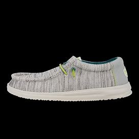 HEYDUDE | Men's Casual | Wally H2O Mesh - White/Lime Punch | Size 10