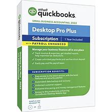 Quickbooks Desktop Pro Plus With Enhanced Payroll 2022 Accounting Software 1-Year Subscription With Shortcut Guide [PC Disc]