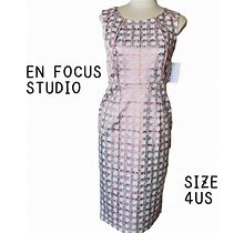 Enfocus Studio Dresses | En Focus Studio Metallic Pink Check Sheath Dress 4 | Color: Pink/White | Size: 4