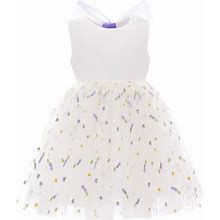 Mimi Tutu | Lavender Garden Tulle Bow Dress, (White, Size 3Y) | Maisonette