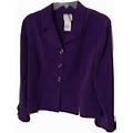 Koret Dress Blazer Jacket Womens Size 12 Bottom Sleeves Ruffles Purple