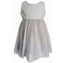 Popatu Kids' Shimmer Tulle Overlay Party Dress In Grey At Nordstrom, Size 12m