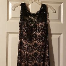 Betsy & Adam Dresses | Beautiful Evening Beaded Lace Dress | Color: Black/Cream | Size: 8