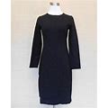 Jcrew $98 Long-Sleeve Sheath Dress Size Pxs Black H2832 Knit Work