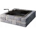 Victorian 48 in. X 12 in. Square Concrete Wood Burning Bluestone Fire Pit Kit With Cooking Grate