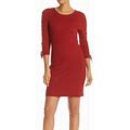 Nina Leonard NWT Women's L Red Wine Lace-Up Sleeve Sweater Sheath Dress