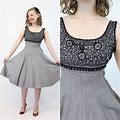 1950S Gingham Dress Xs | Vintage Cotton Soutache Beaded | New In